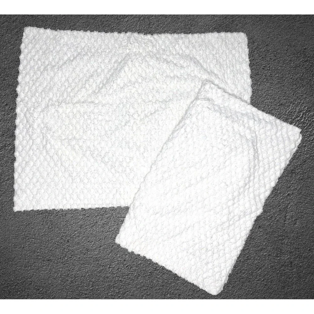 Vtg Martha Stewart Everyday Set of 2 Chenille Lattice Pillow Shams White Cotton
